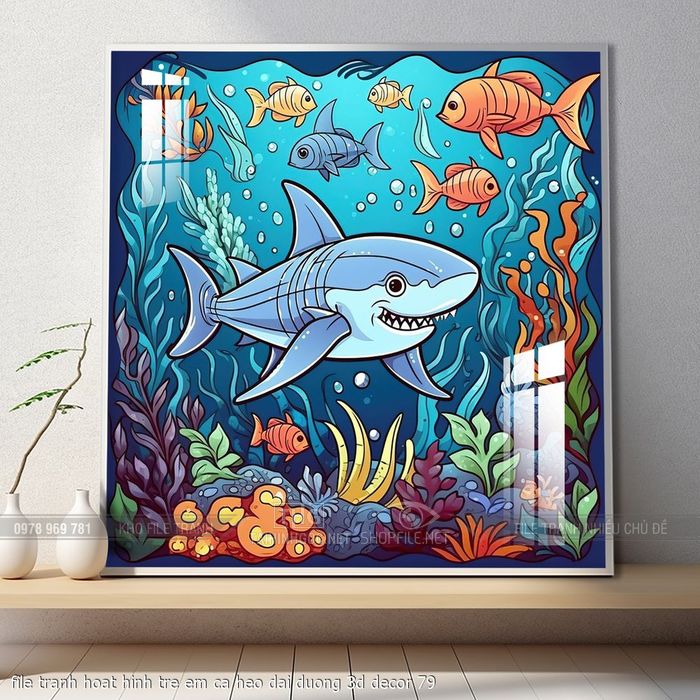 file tranh hoat hinh tre em ca heo dai duong 3d decor 79