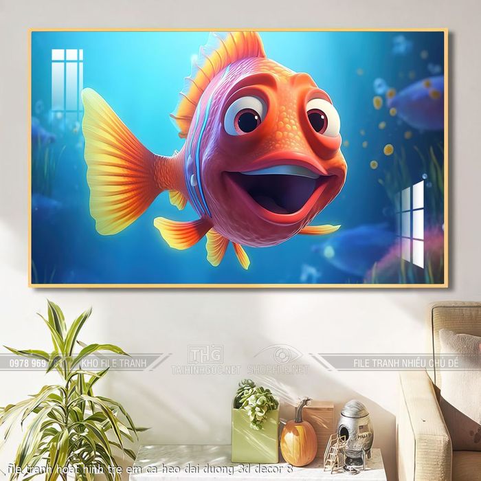 file tranh hoat hinh tre em ca heo dai duong 3d decor 8