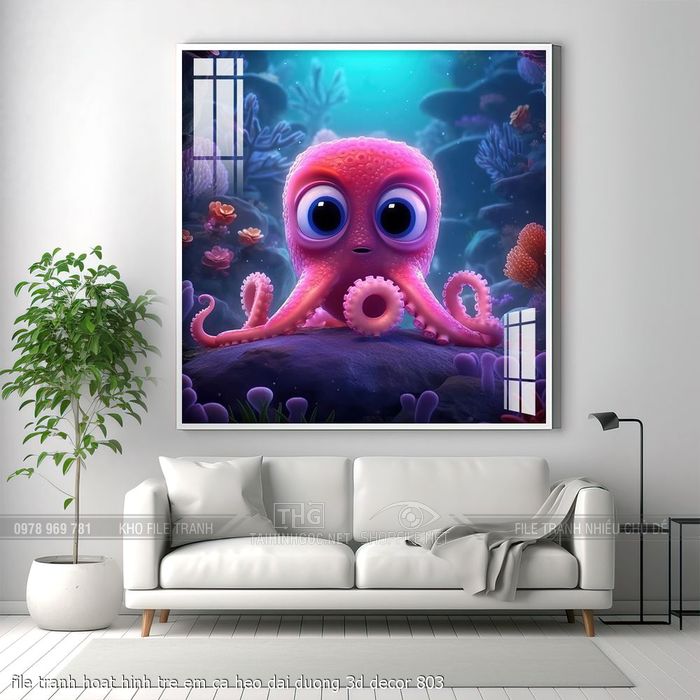file tranh hoat hinh tre em ca heo dai duong 3d decor 803