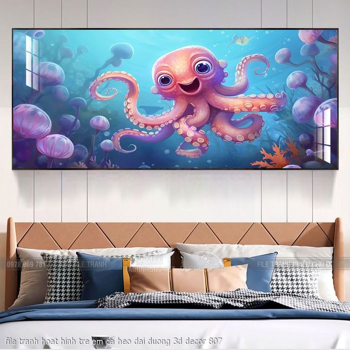 file tranh hoat hinh tre em ca heo dai duong 3d decor 807