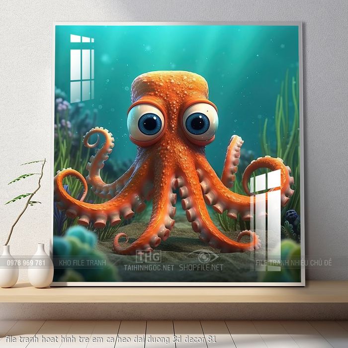 file tranh hoat hinh tre em ca heo dai duong 3d decor 81