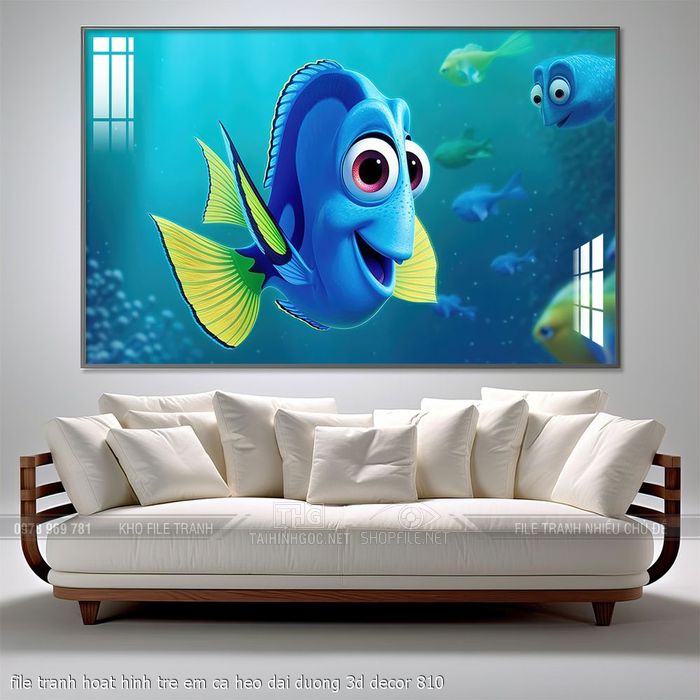 file tranh hoat hinh tre em ca heo dai duong 3d decor 810