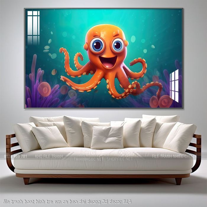 file tranh hoat hinh tre em ca heo dai duong 3d decor 814