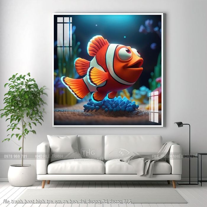 file tranh hoat hinh tre em ca heo dai duong 3d decor 816