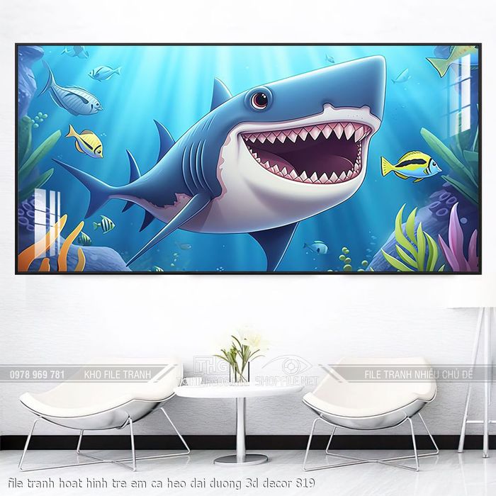 file tranh hoat hinh tre em ca heo dai duong 3d decor 819
