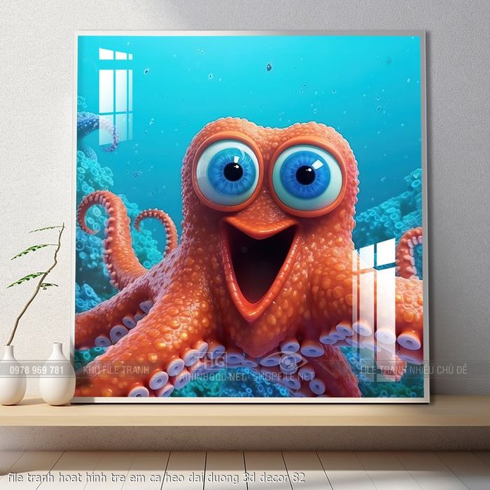 file tranh hoat hinh tre em ca heo dai duong 3d decor 82