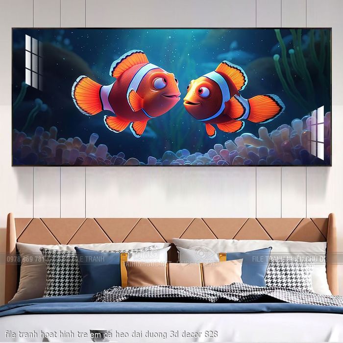 file tranh hoat hinh tre em ca heo dai duong 3d decor 828