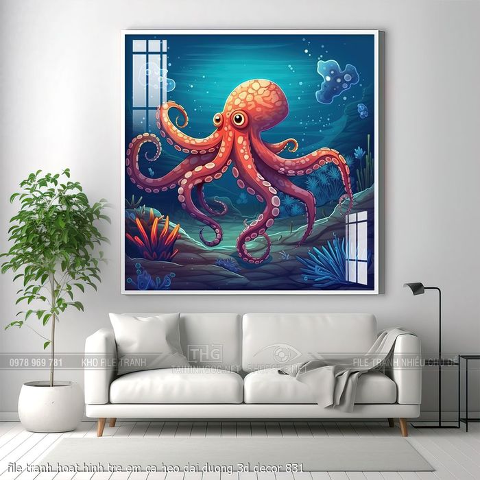 file tranh hoat hinh tre em ca heo dai duong 3d decor 831