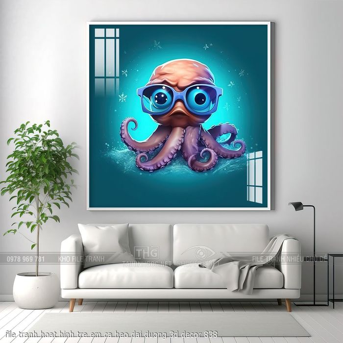 file tranh hoat hinh tre em ca heo dai duong 3d decor 838