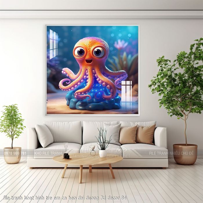 file tranh hoat hinh tre em ca heo dai duong 3d decor 84