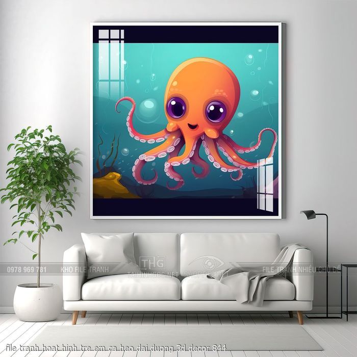 file tranh hoat hinh tre em ca heo dai duong 3d decor 844