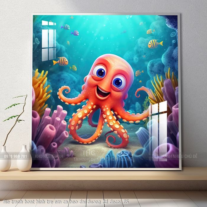 file tranh hoat hinh tre em ca heo dai duong 3d decor 85