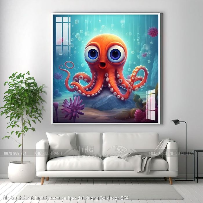 file tranh hoat hinh tre em ca heo dai duong 3d decor 854