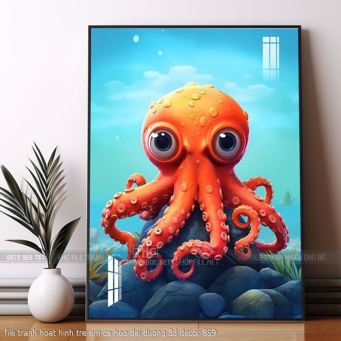file tranh hoat hinh tre em ca heo dai duong 3d decor 859