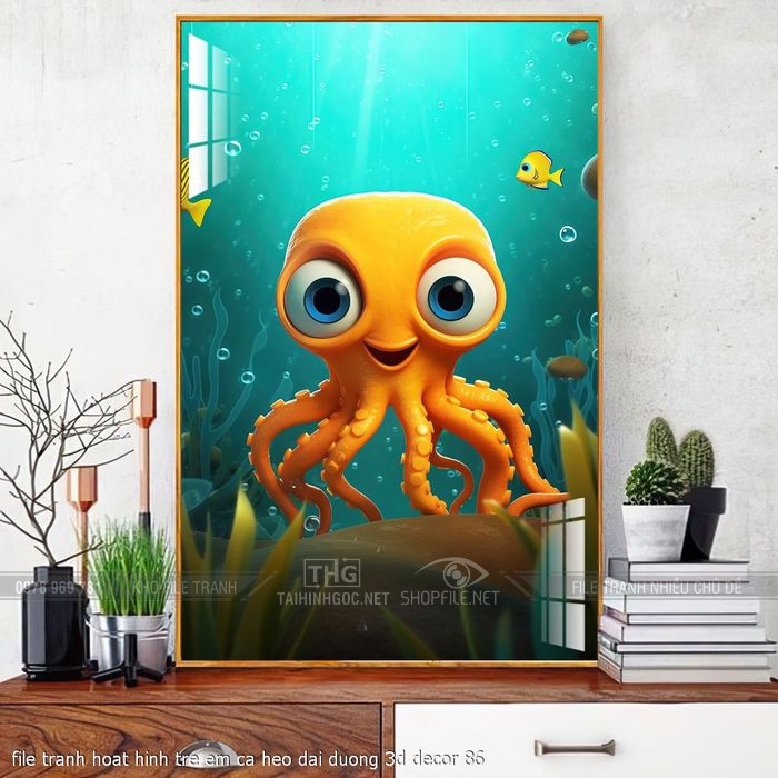 file tranh hoat hinh tre em ca heo dai duong 3d decor 86