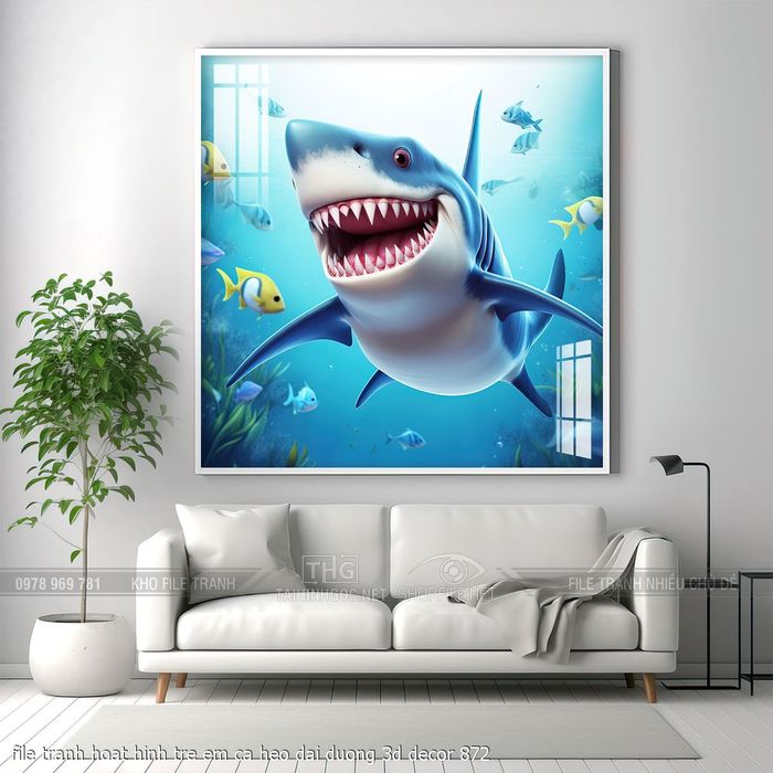 file tranh hoat hinh tre em ca heo dai duong 3d decor 872