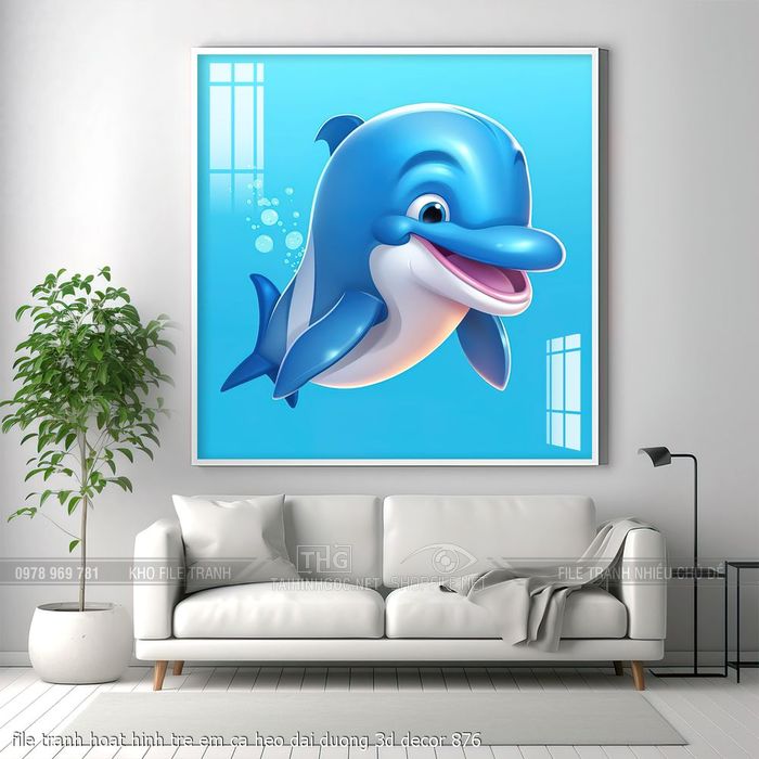 file tranh hoat hinh tre em ca heo dai duong 3d decor 876