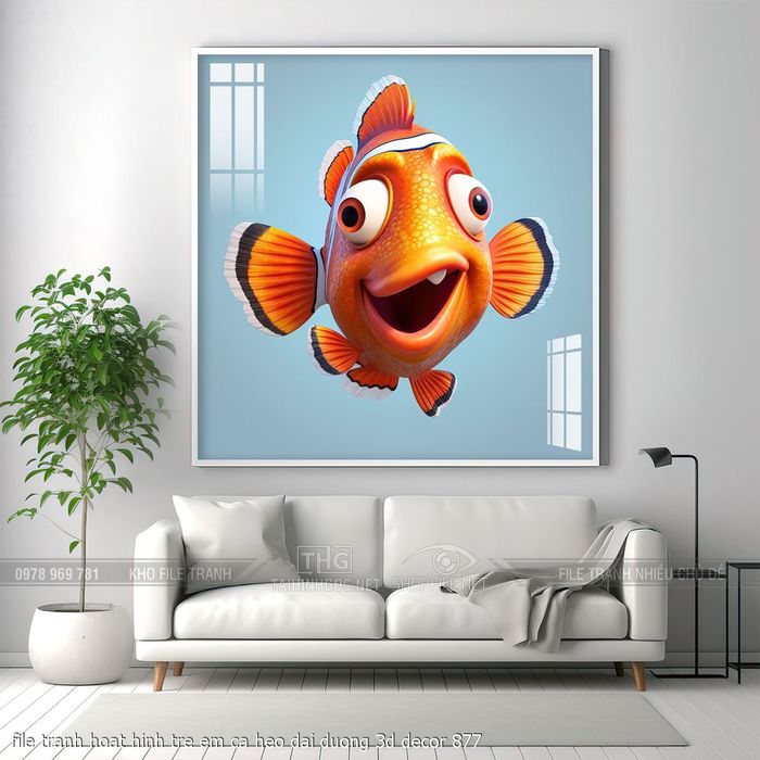 file tranh hoat hinh tre em ca heo dai duong 3d decor 877
