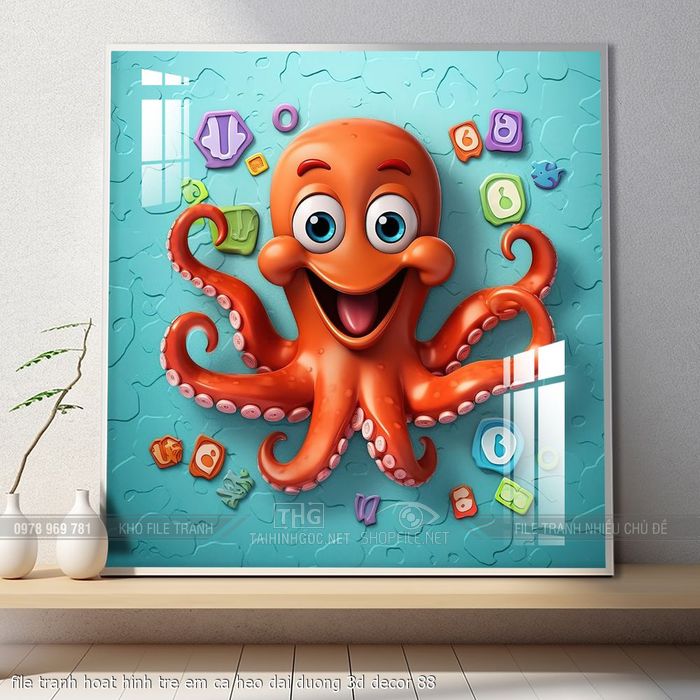 file tranh hoat hinh tre em ca heo dai duong 3d decor 88