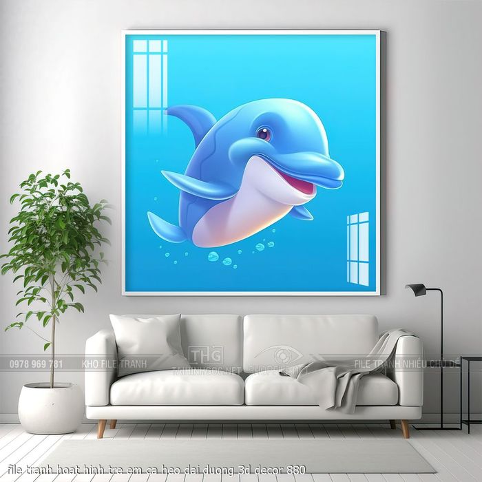 file tranh hoat hinh tre em ca heo dai duong 3d decor 880