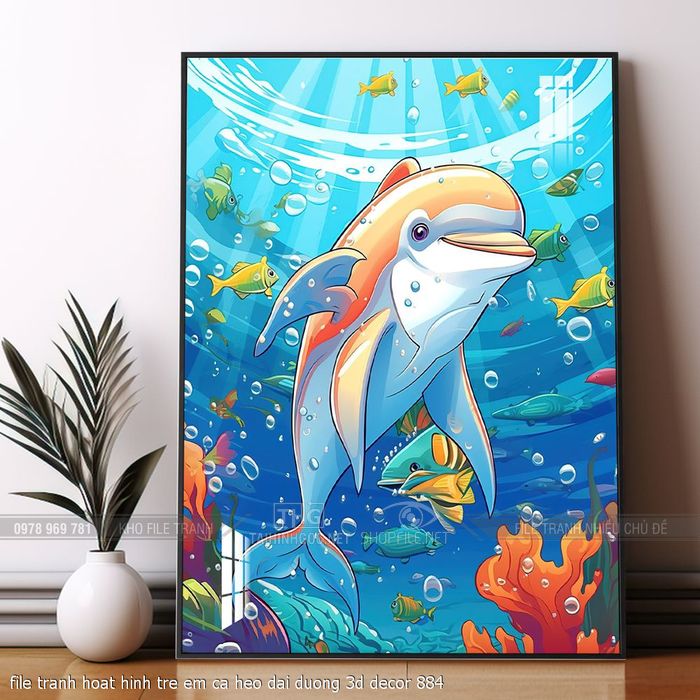 file tranh hoat hinh tre em ca heo dai duong 3d decor 884