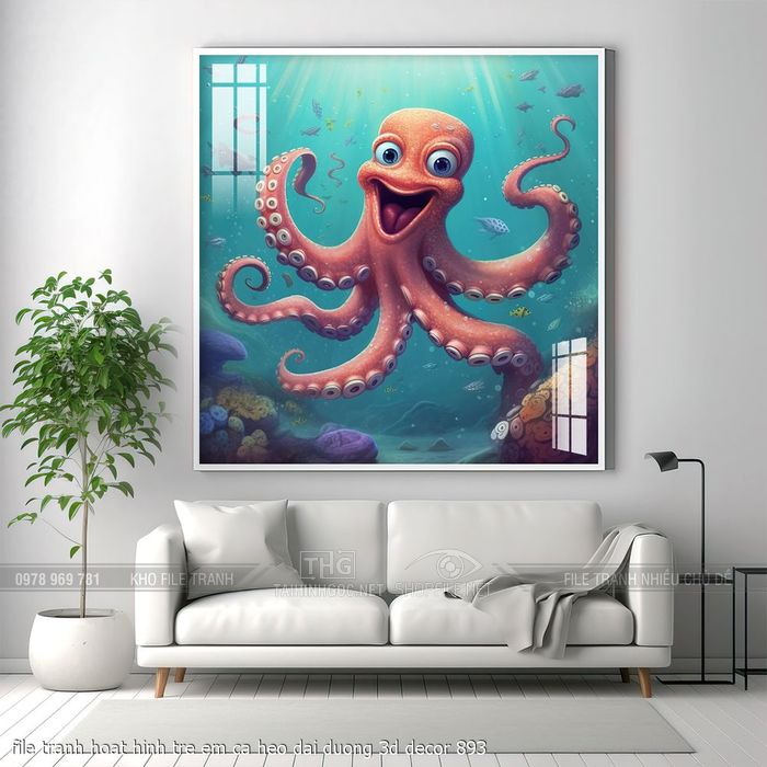 file tranh hoat hinh tre em ca heo dai duong 3d decor 893