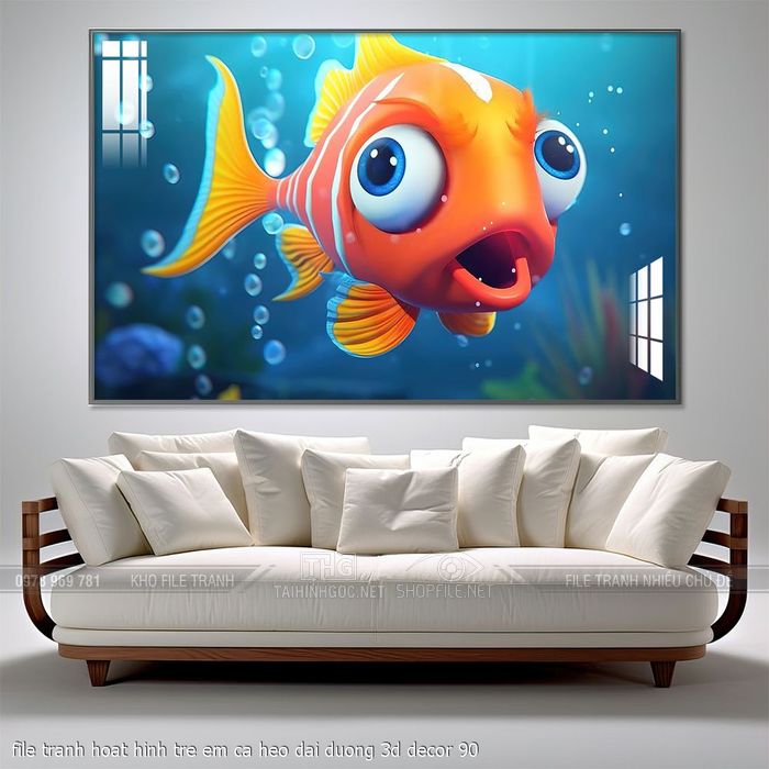 file tranh hoat hinh tre em ca heo dai duong 3d decor 90