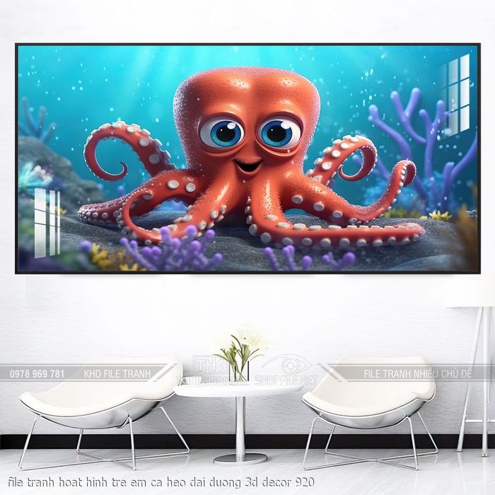 file tranh hoat hinh tre em ca heo dai duong 3d decor 920