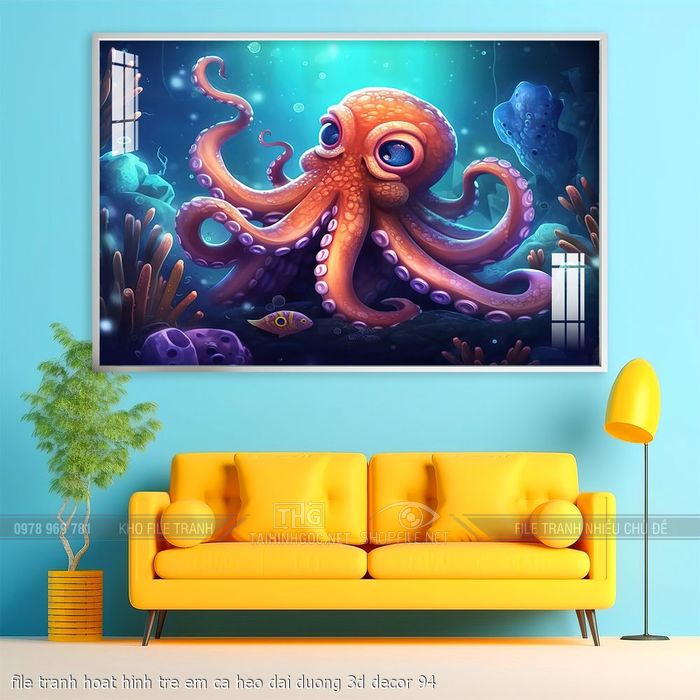 file tranh hoat hinh tre em ca heo dai duong 3d decor 94