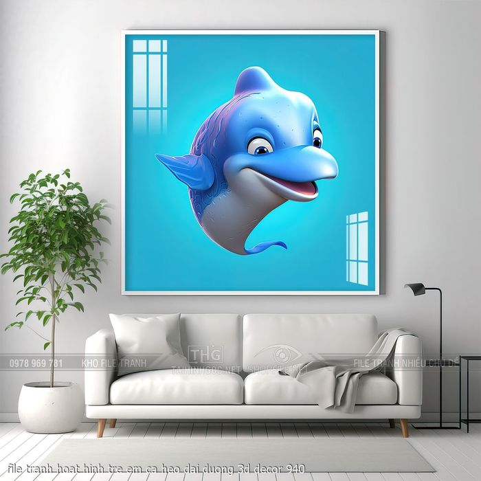 file tranh hoat hinh tre em ca heo dai duong 3d decor 940