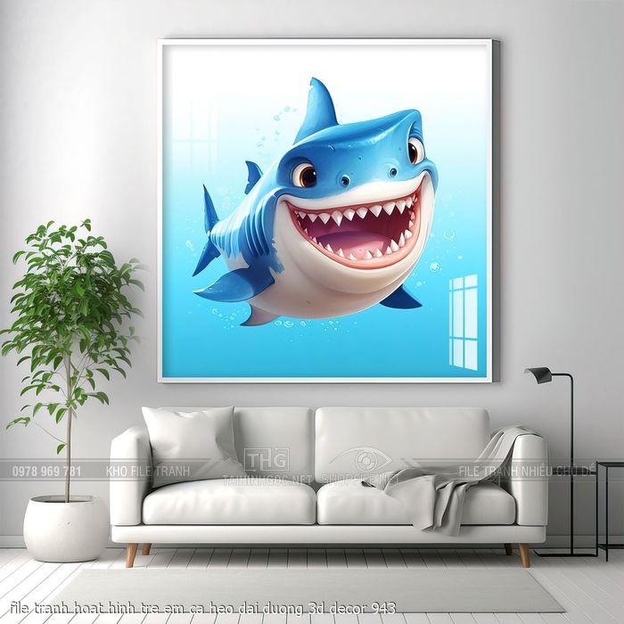 file tranh hoat hinh tre em ca heo dai duong 3d decor 943