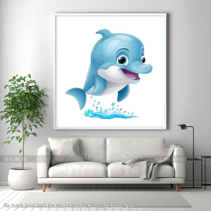 file tranh hoat hinh tre em ca heo dai duong 3d decor 944