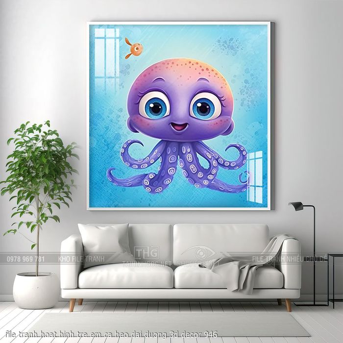 file tranh hoat hinh tre em ca heo dai duong 3d decor 946