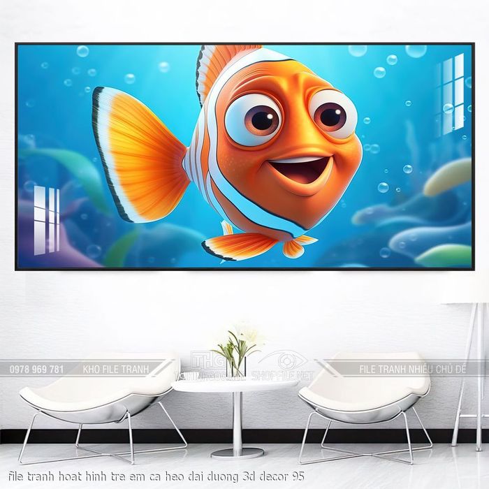 file tranh hoat hinh tre em ca heo dai duong 3d decor 95