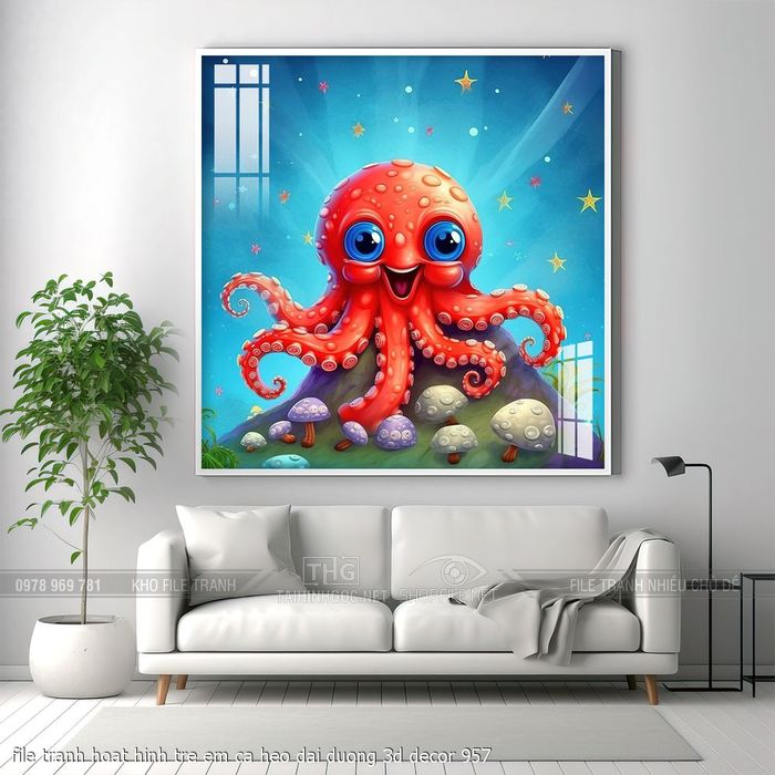 file tranh hoat hinh tre em ca heo dai duong 3d decor 957