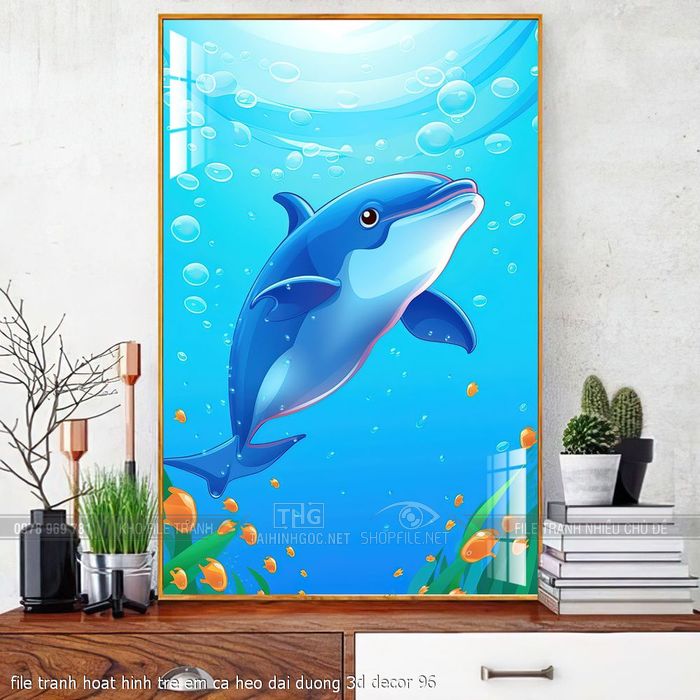 file tranh hoat hinh tre em ca heo dai duong 3d decor 96
