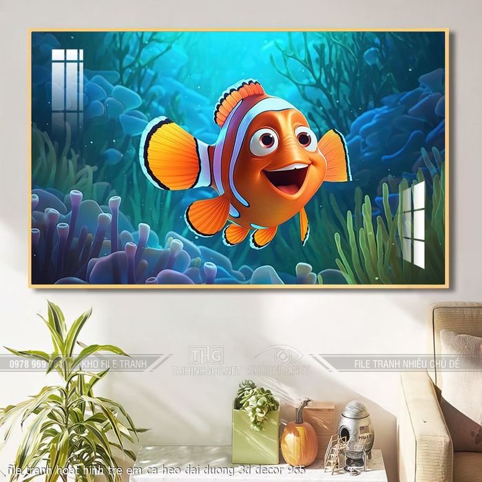 file tranh hoat hinh tre em ca heo dai duong 3d decor 965