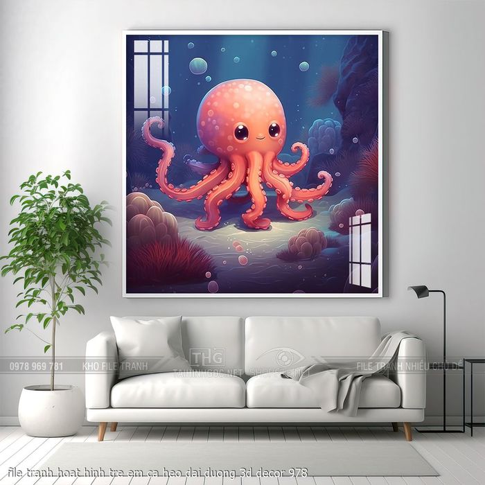 file tranh hoat hinh tre em ca heo dai duong 3d decor 978