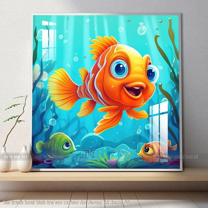 file tranh hoat hinh tre em ca heo dai duong 3d decor 98