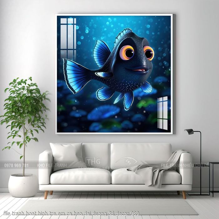 file tranh hoat hinh tre em ca heo dai duong 3d decor 989