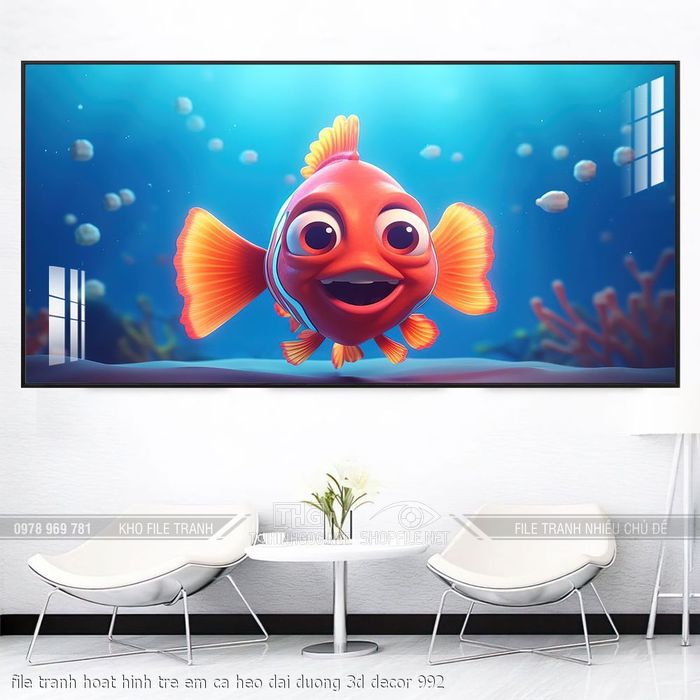 file tranh hoat hinh tre em ca heo dai duong 3d decor 992