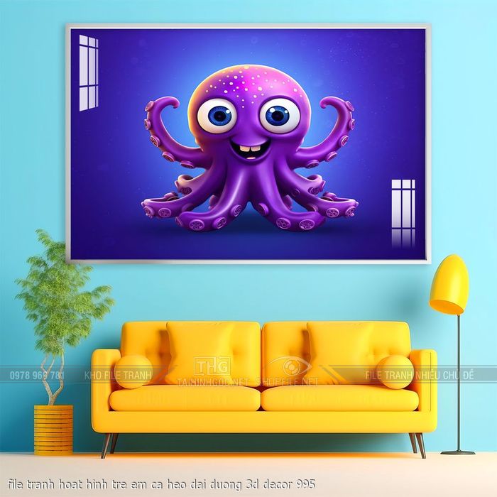 file tranh hoat hinh tre em ca heo dai duong 3d decor 995