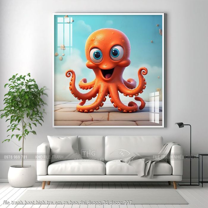 file tranh hoat hinh tre em ca heo dai duong 3d decor 997
