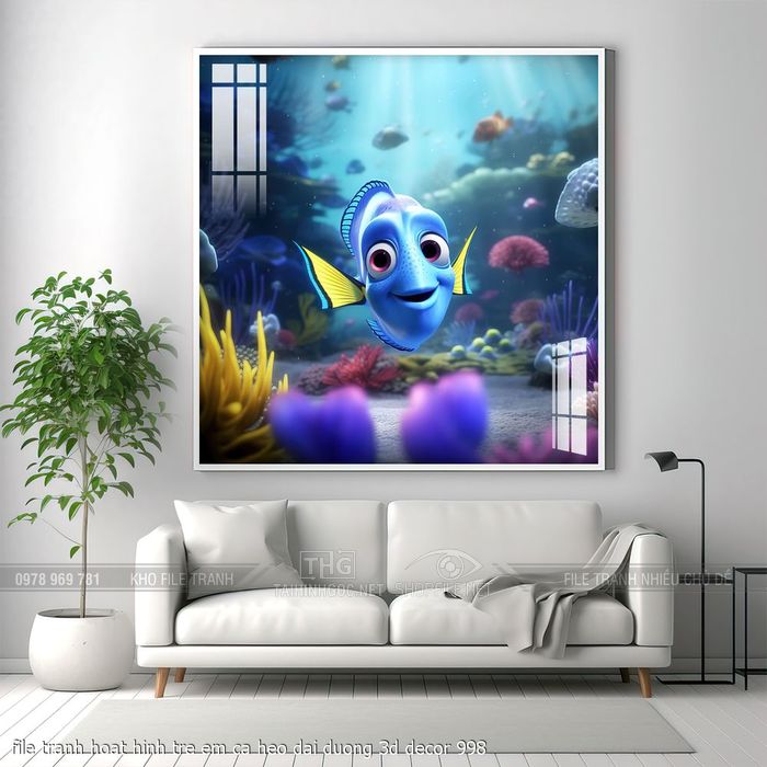 file tranh hoat hinh tre em ca heo dai duong 3d decor 998