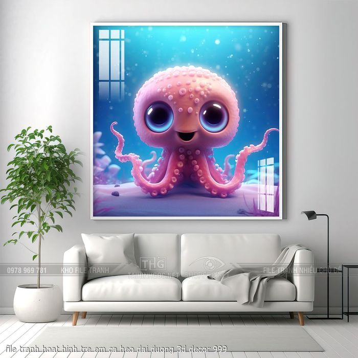 file tranh hoat hinh tre em ca heo dai duong 3d decor 999