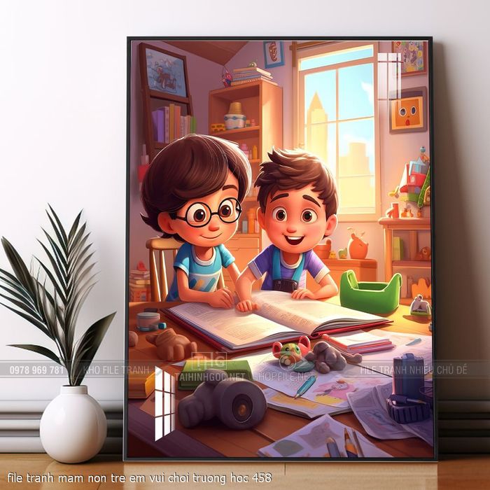 file tranh mam non tre em vui choi truong hoc 458