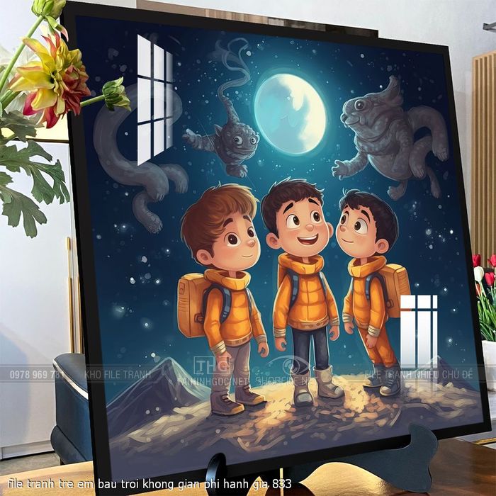 file tranh tre em bau troi khong gian phi hanh gia 833