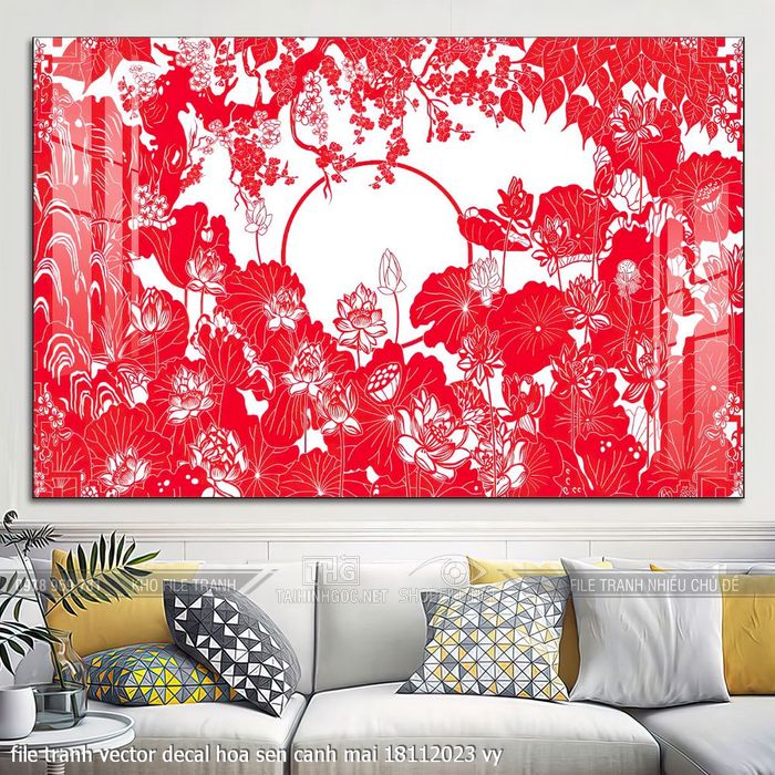 file tranh vector decal hoa sen canh mai 18112023 vy