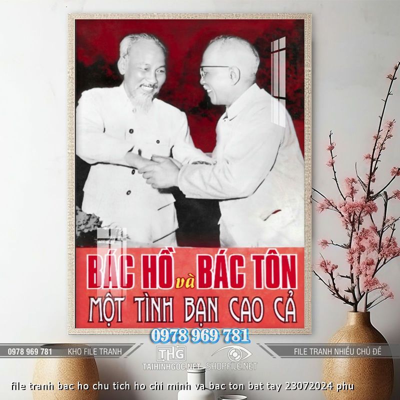 file tranh bac ho chu tich ho chi minh va bac ton bat tay 23072024 phu