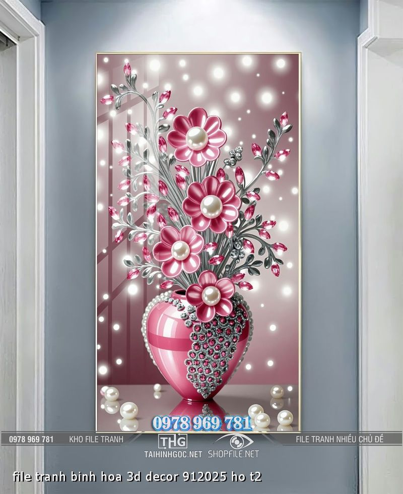 file tranh binh hoa 3d decor 912025 ho t2